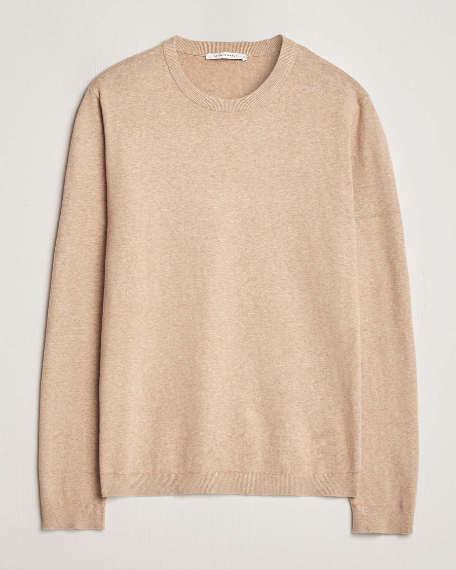 Herre | Gensere | A Day's March | Alagon Cotton/Linen Crew Khaki