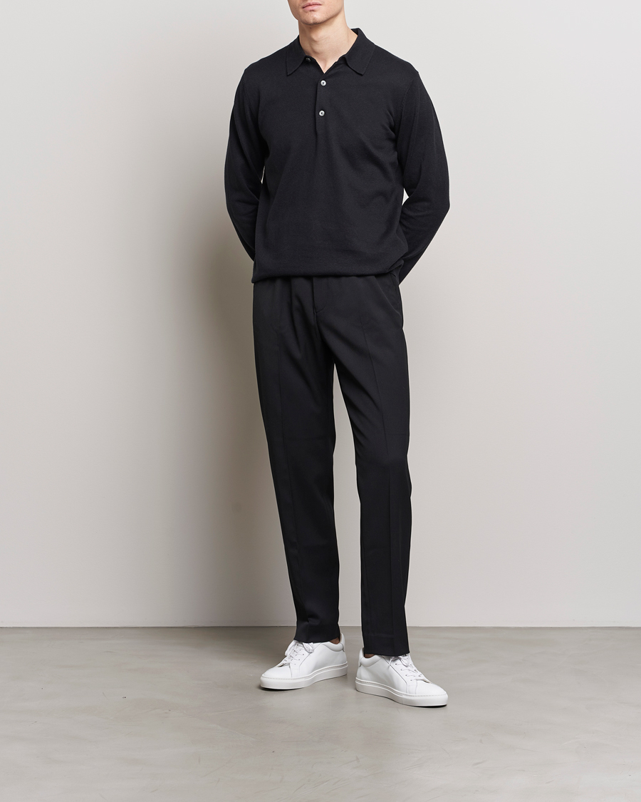 Herre | Gensere | A Day's March | Ambroz Cotton/Linen Polo Black