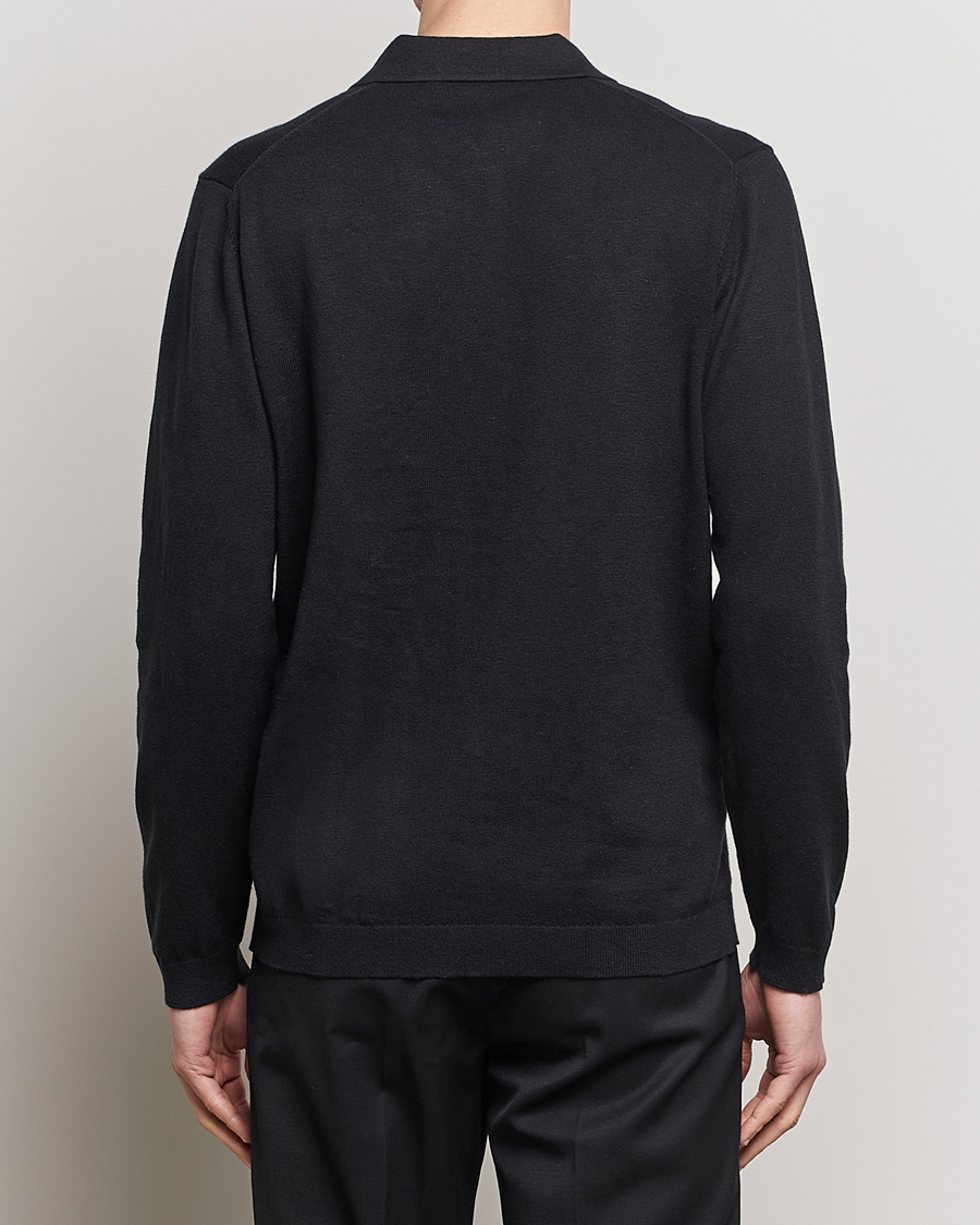 Herre | Gensere | A Day's March | Ambroz Cotton/Linen Polo Black