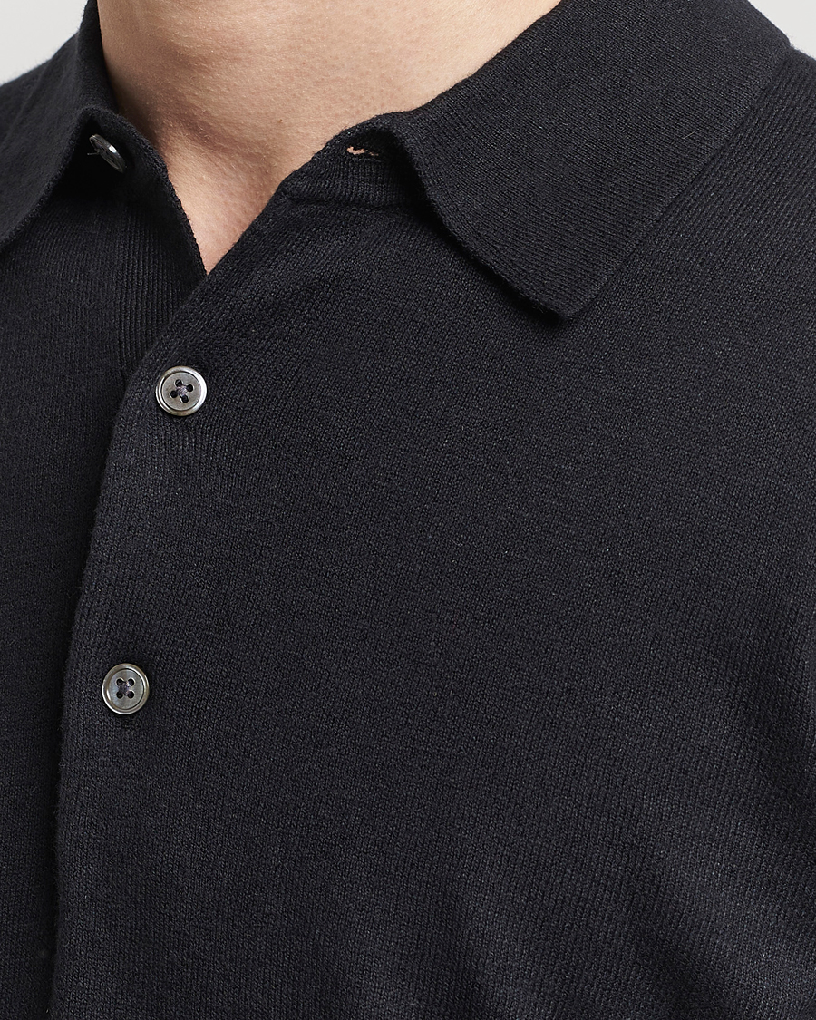 Herre | Gensere | A Day's March | Ambroz Cotton/Linen Polo Black