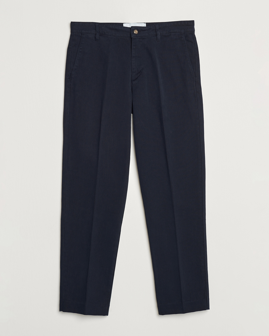 Herre | Bukser | A Day's March | Miller Cotton Lyocell Trousers Navy