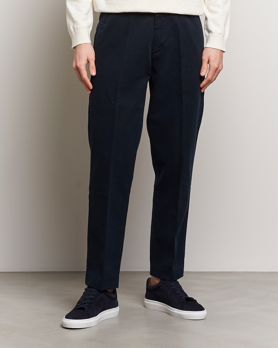 Herre | Penbukser | A Day's March | Miller Cotton/Lyocell Trousers Navy