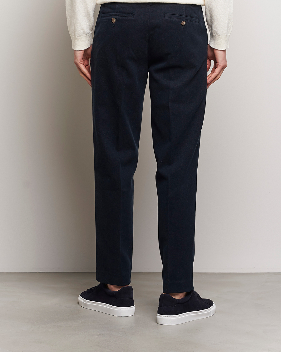 Herre | Bukser | A Day's March | Miller Cotton Lyocell Trousers Navy
