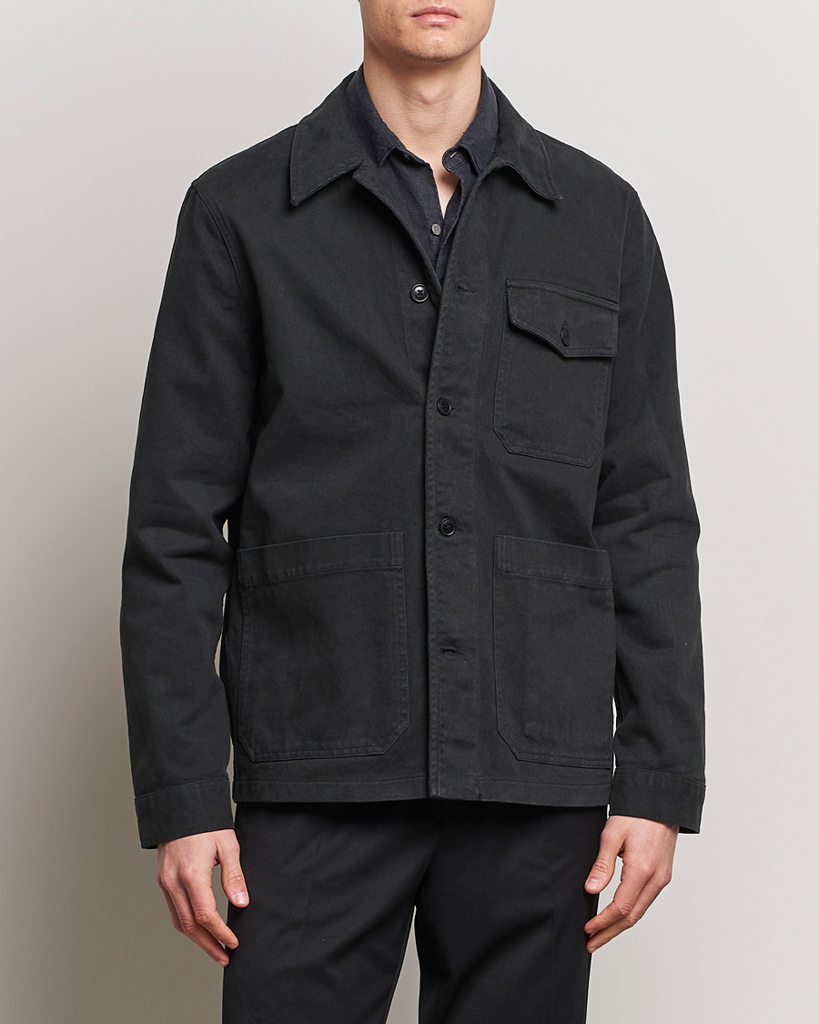 Herre | Overshirts | A Day's March | Patch Pocket Sturdy Twill Overshirt Off Black