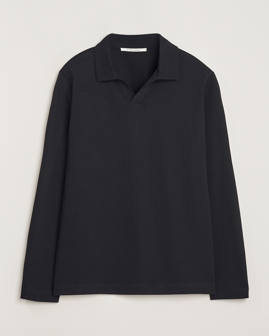 Herre | Gensere | A Day's March | Branford Long Sleeve Polo Black