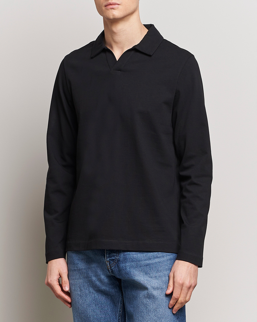 Herre | Pikéer | A Day's March | Branford Long Sleeve Polo Black
