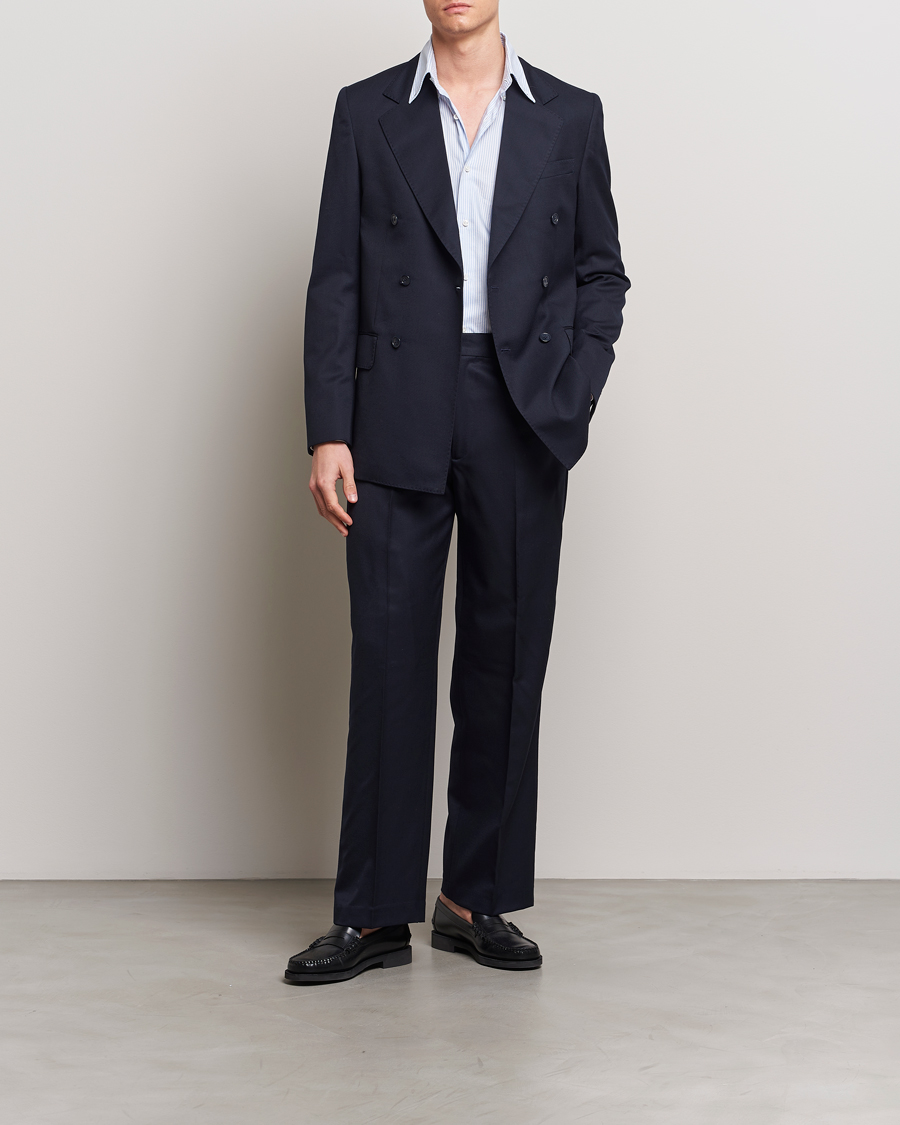 Herre | Bukser | A Day's March | Edward Relaxed Wool Trousers Navy