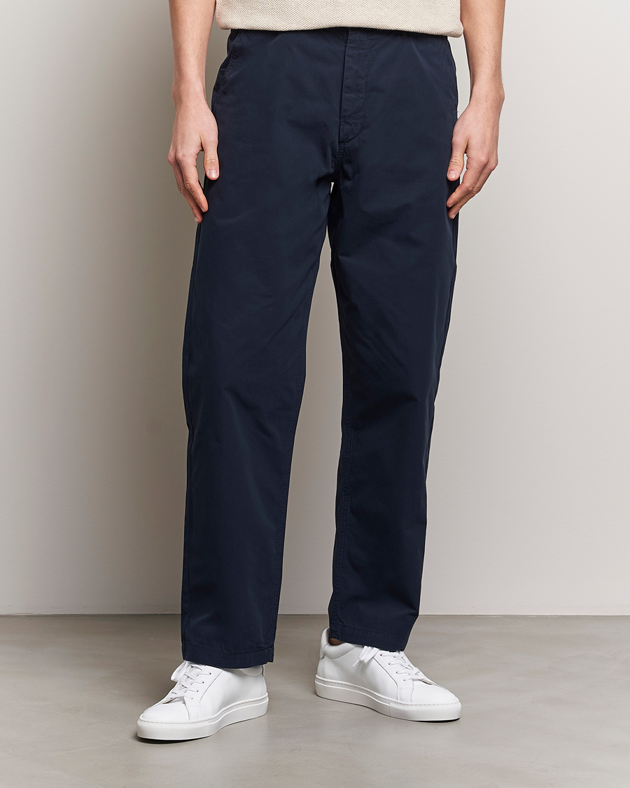 Herre | Nytt i butikken | A Day\'s March | Redwood Light Cotton Trousers Navy