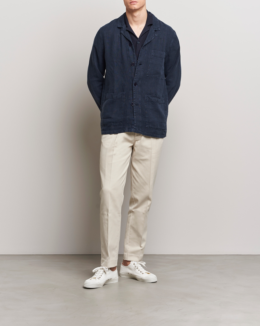Herre | Jakker | A Day's March | Banagher Linen Overshirt Navy