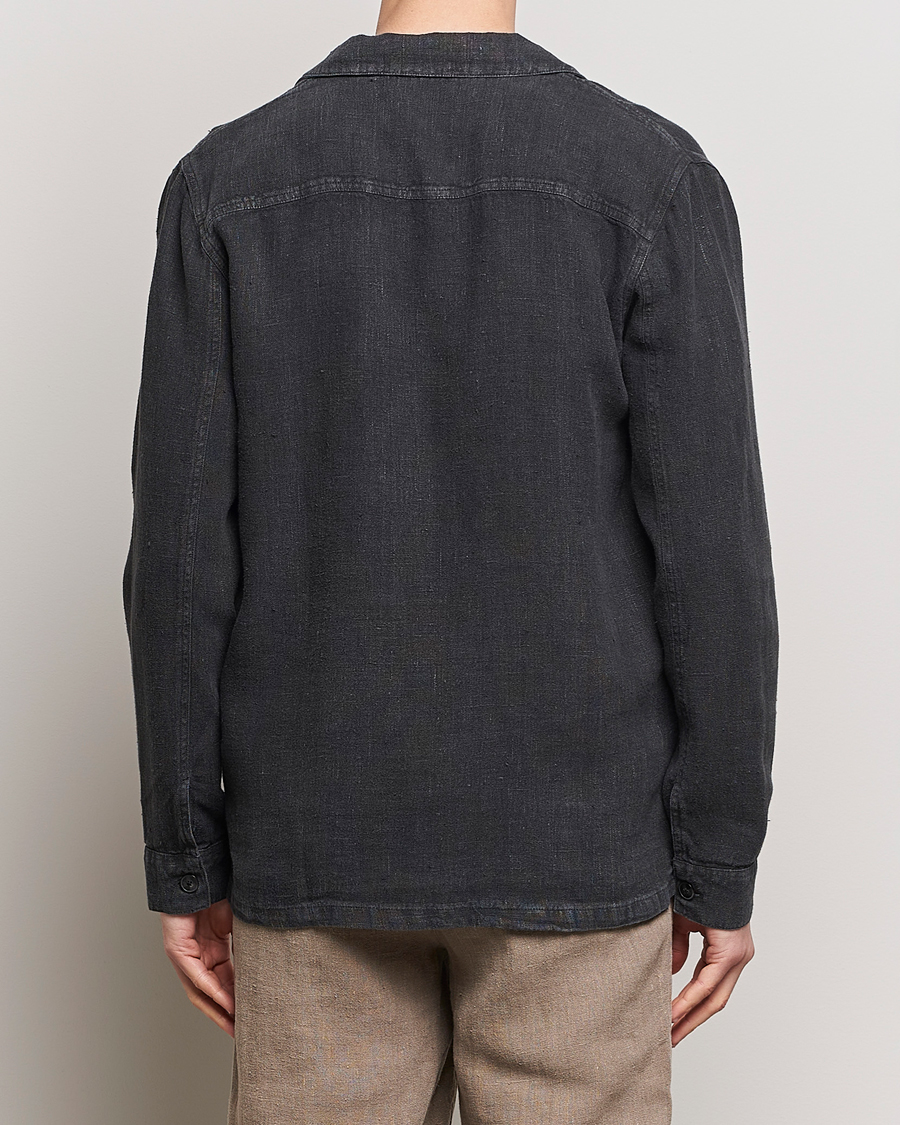 Herre | Skjorter | A Day's March | Bangher Linen Overshirt Black