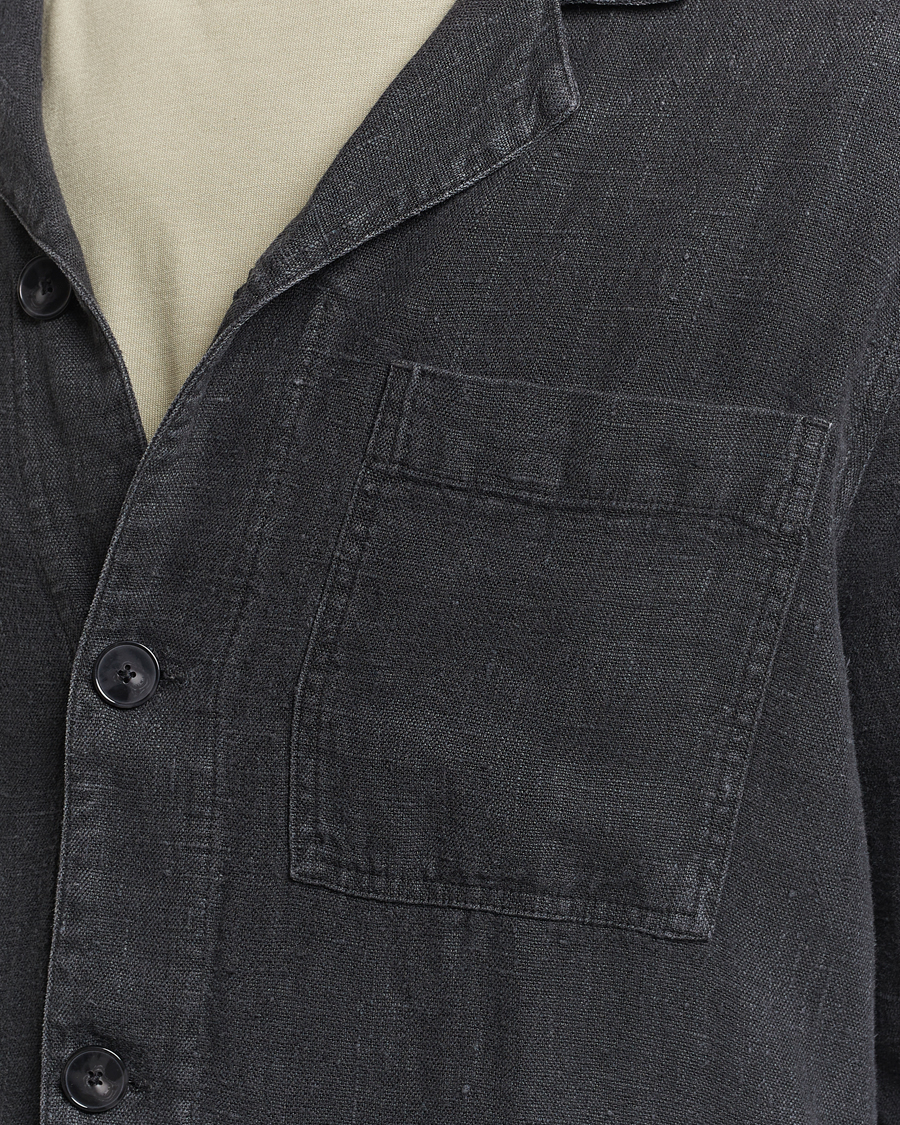 Herre | Skjorter | A Day's March | Bangher Linen Overshirt Black