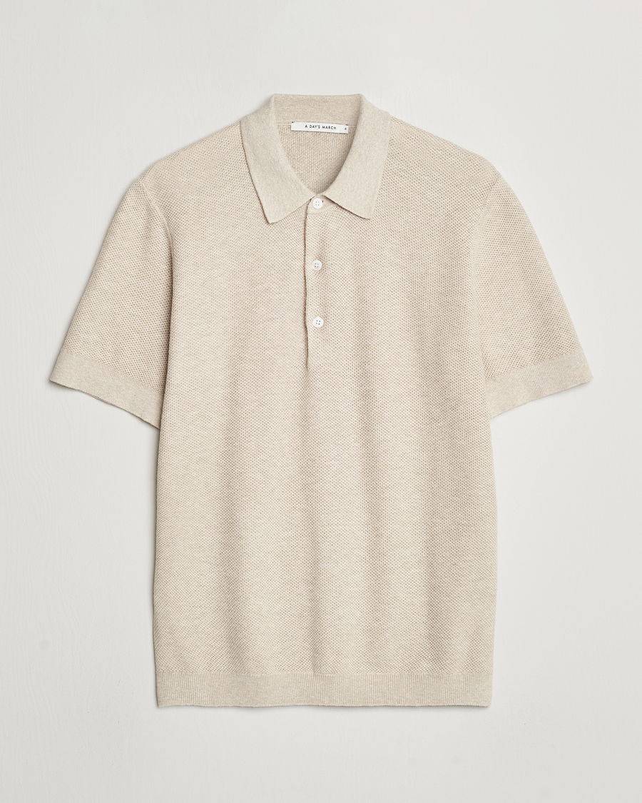 Herre | Pikéer | A Day's March | Rosehall Popcorn Stitch Polo Sand