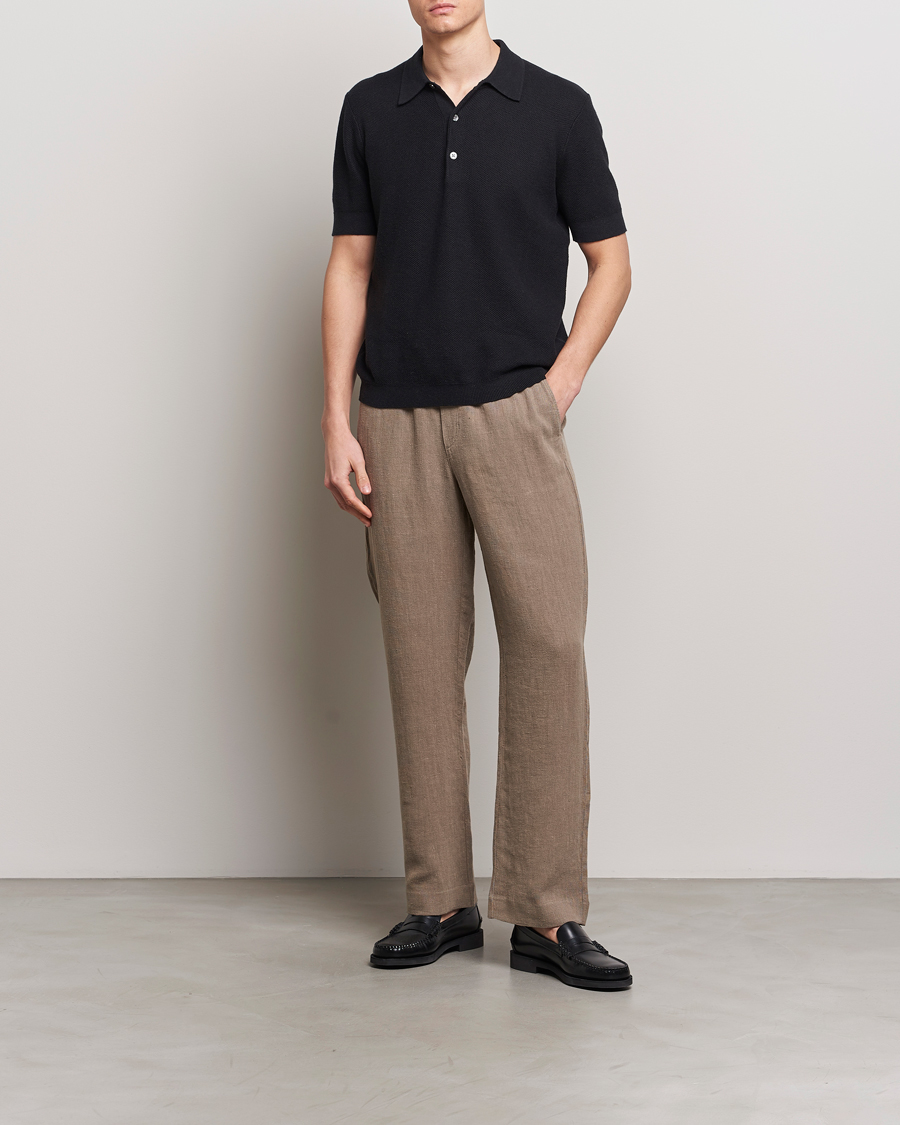 Herre | Pikéer | A Day's March | Rosehall Popcorn Stitch Polo Black
