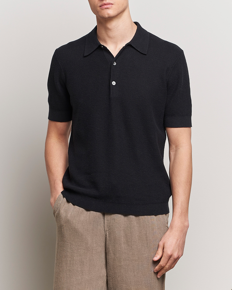 Herre | Business & Beyond | A Day\'s March | Rosehall Popcorn Stitch Polo Black