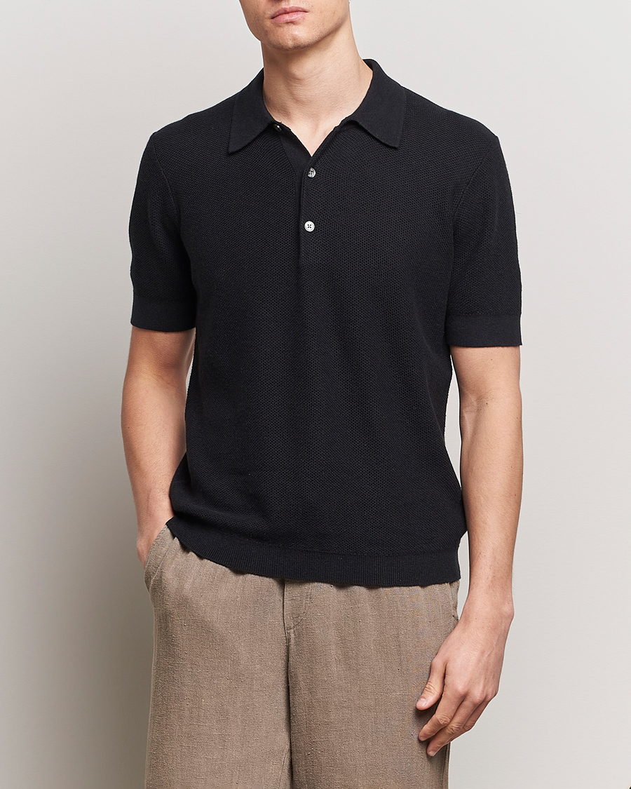 Herre | Klær | A Day's March | Rosehall Popcorn Stitch Polo Black