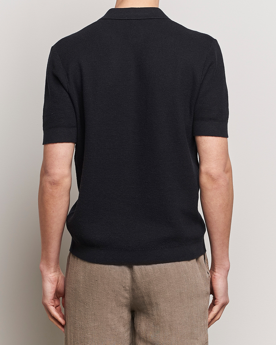 Herre | Pikéer | A Day's March | Rosehall Popcorn Stitch Polo Black