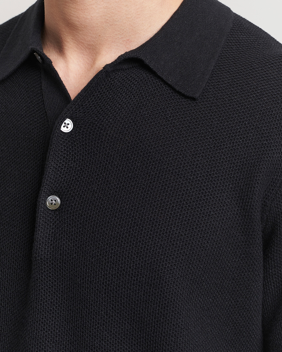 Herre | Pikéer | A Day's March | Rosehall Popcorn Stitch Polo Black