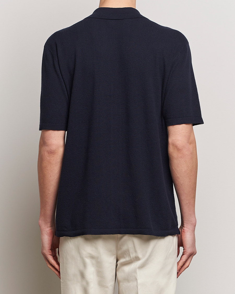 Herre | Skjorter | A Day's March | Yamu Knitted Herringbone Shirt Navy
