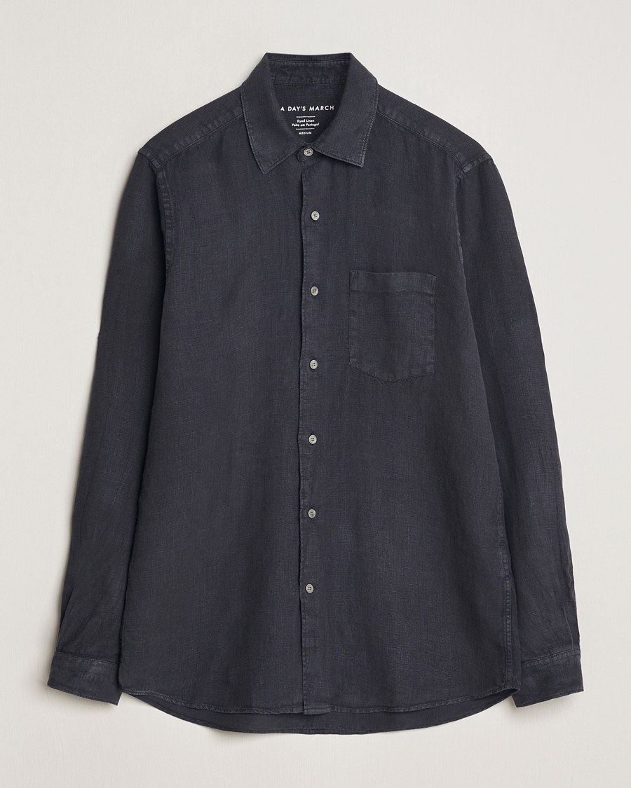 Herre | Skjorter | A Day's March | Abu Linen Shirt Off Black
