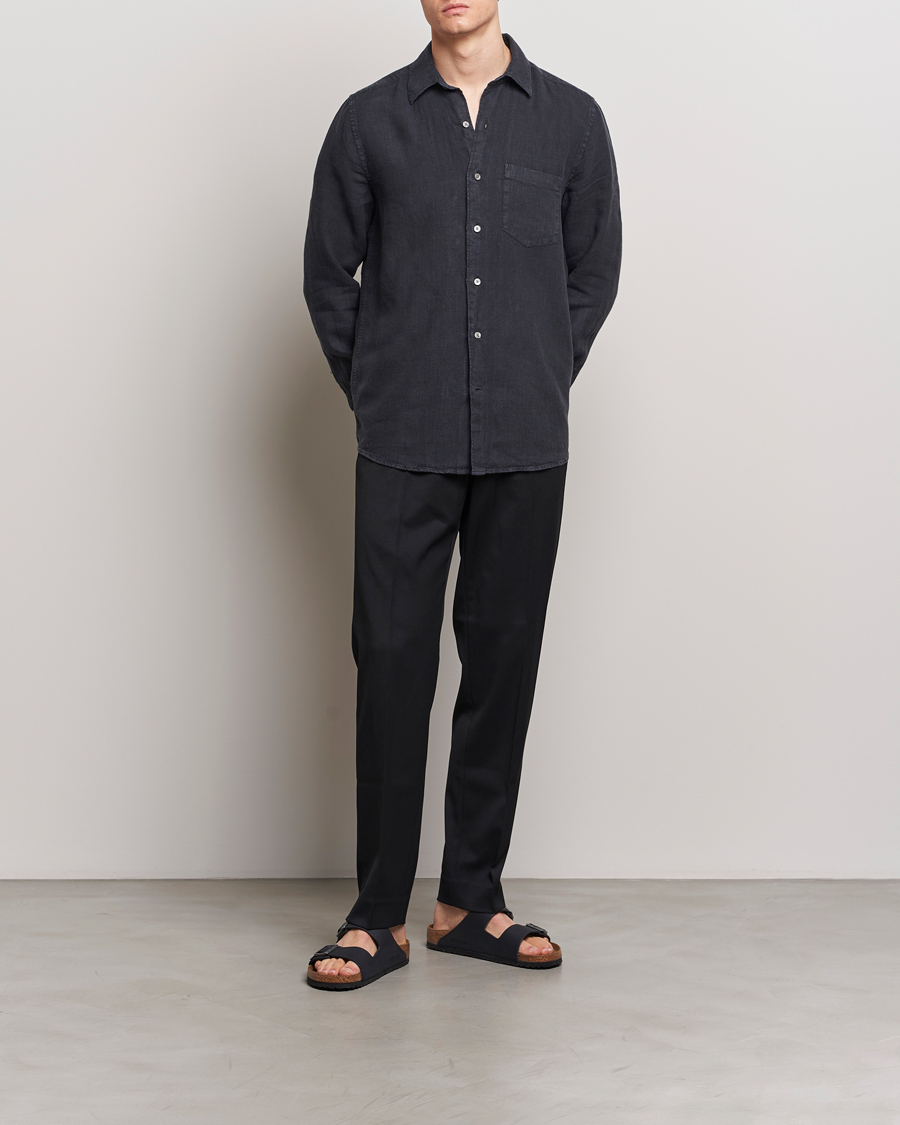 Herre | Skjorter | A Day's March | Abu Linen Shirt Off Black