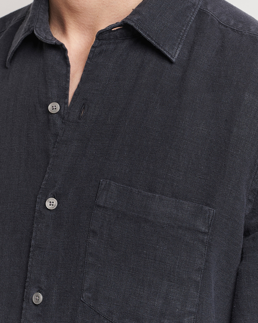 Herre | Skjorter | A Day's March | Abu Linen Shirt Off Black