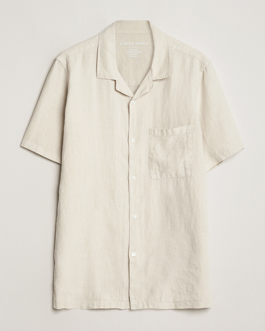 Herre | Skjorter | A Day's March | Yamu Linen Short Sleeve Shirt Sand