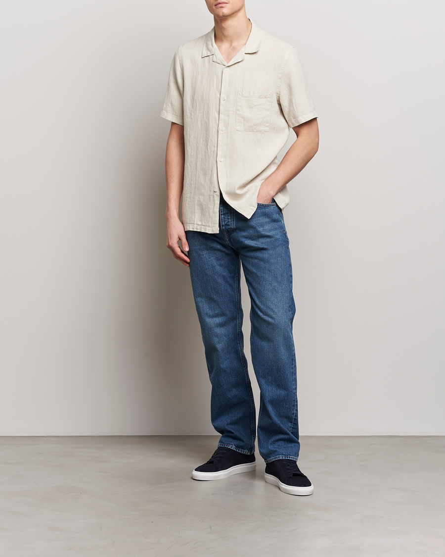 Herre | Skjorter | A Day's March | Yamu Linen Short Sleeve Shirt Sand