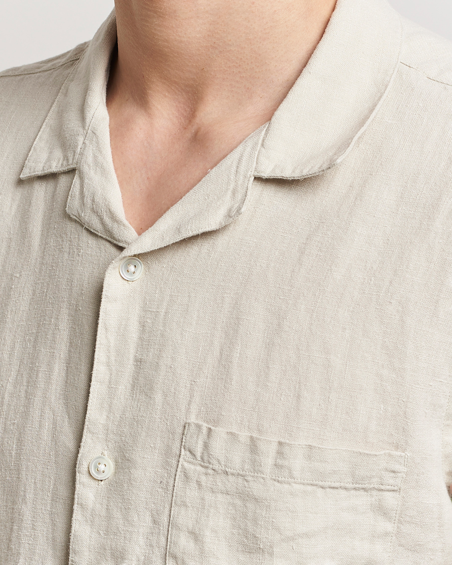 Herre | Skjorter | A Day's March | Yamu Linen Short Sleeve Shirt Sand