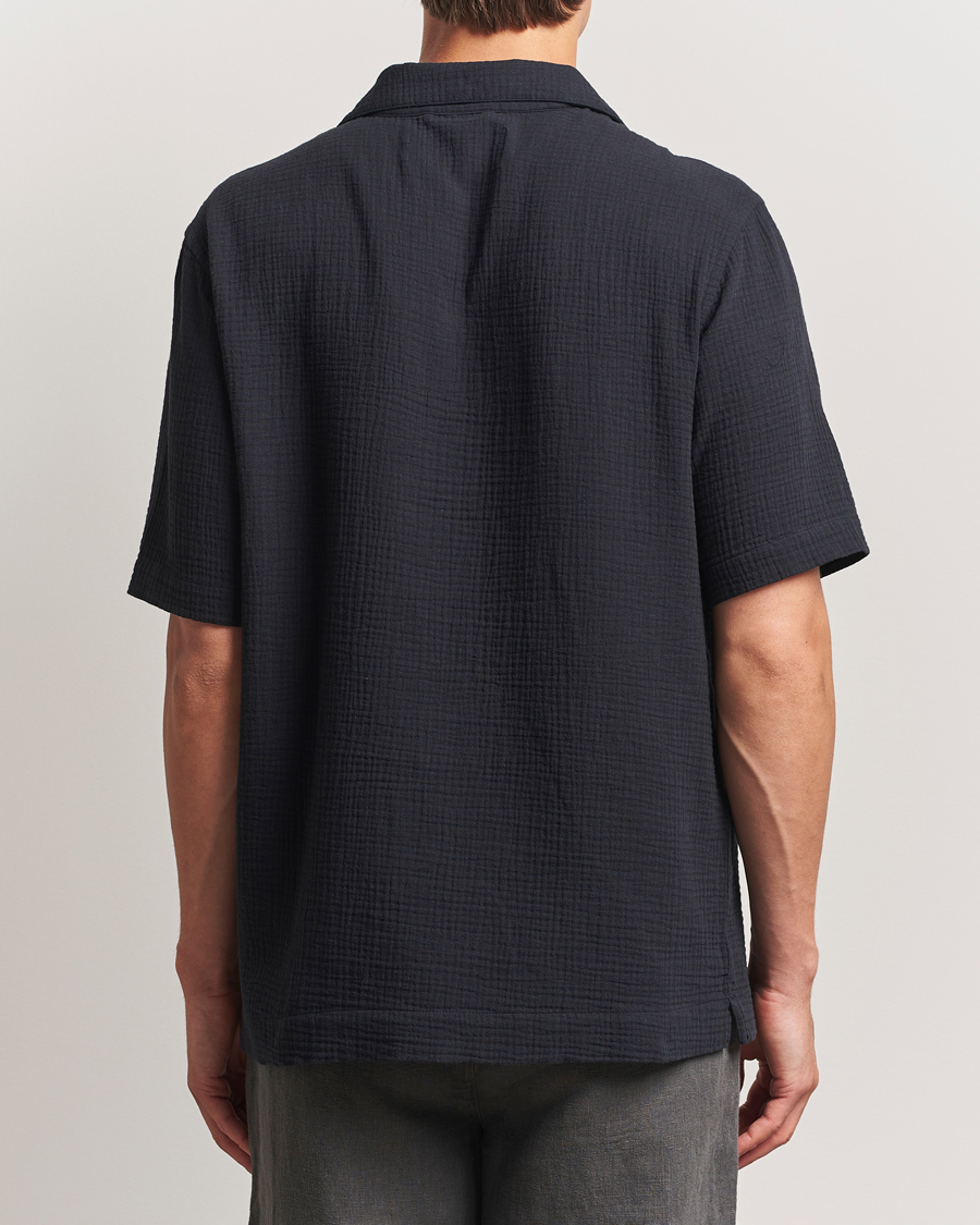Herre | Skjorter | A Day's March | Clapton Structured Cotton Shirt Off Black
