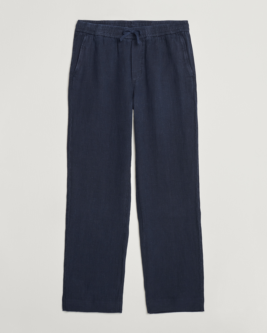 Herre | Bukser | A Day's March | Tamiat Drawstring Linen Trousers Navy