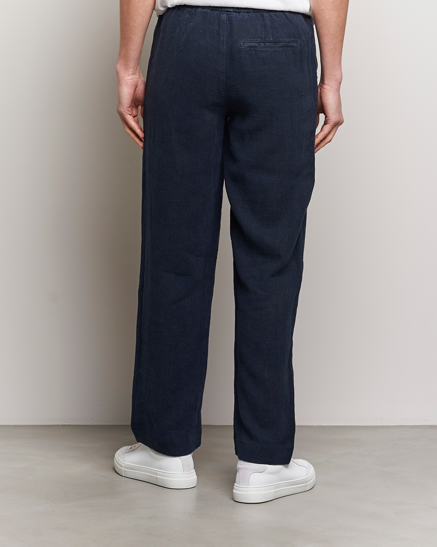 Herre | Bukser | A Day's March | Tamiat Drawstring Linen Trousers Navy