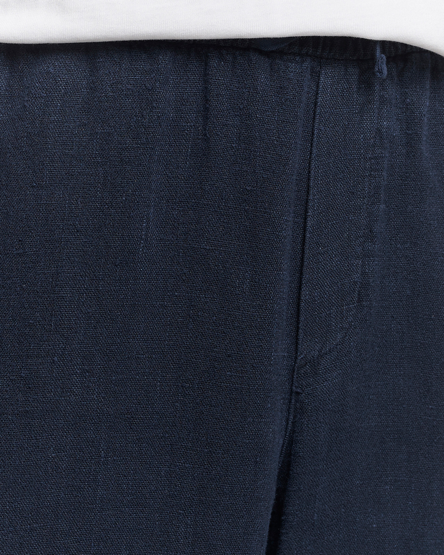 Herre | Bukser | A Day's March | Tamiat Drawstring Linen Trousers Navy