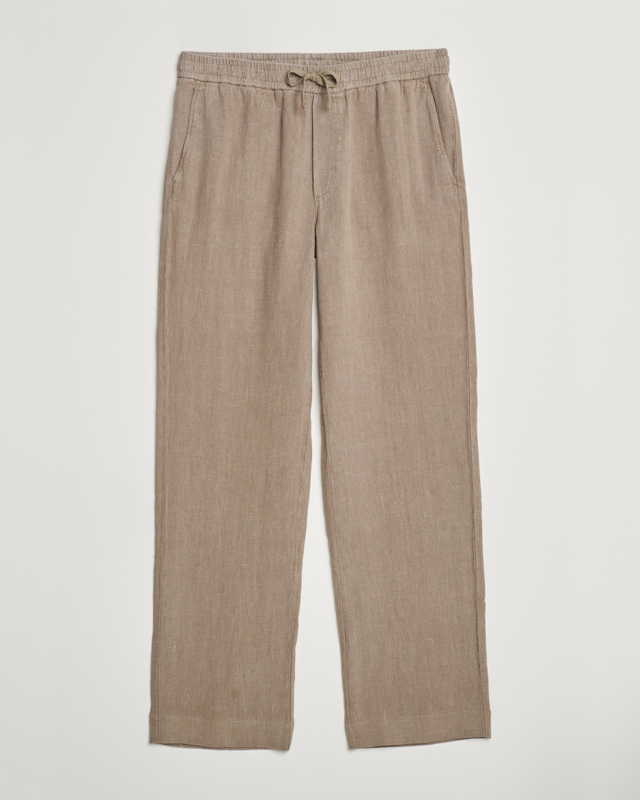 Herre | Bukser | A Day's March | Tamiat Drawstring Linen Trousers Clay