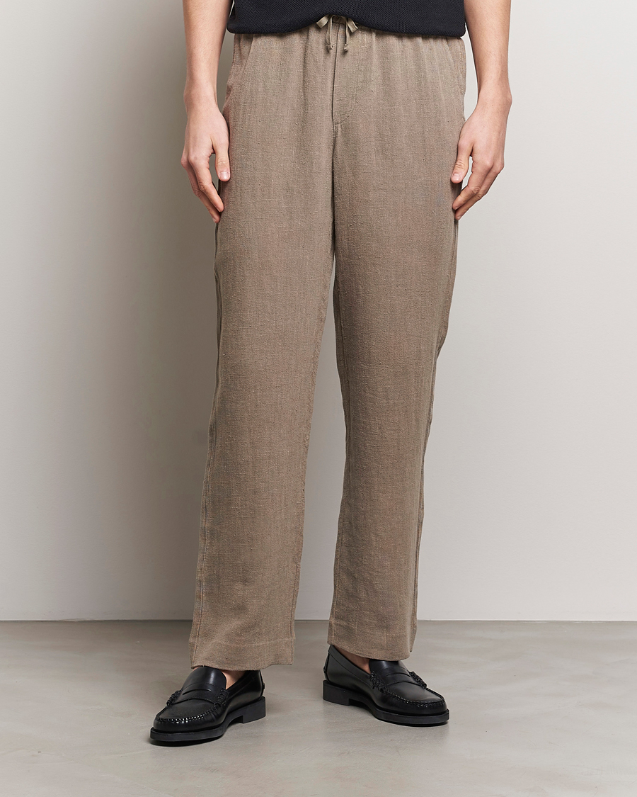 Herre | Avdelinger | A Day\'s March | Tamiat Drawstring Linen Trousers Clay