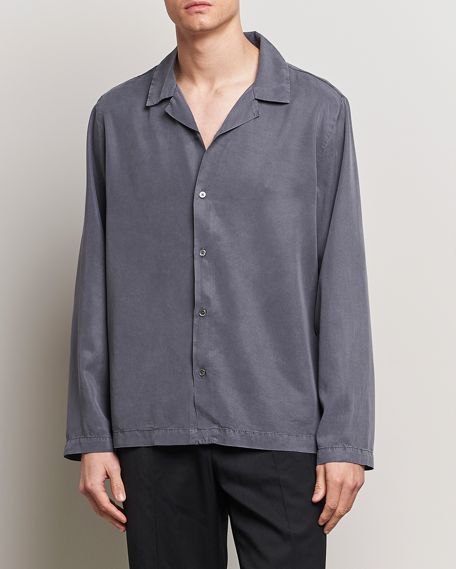 Herre | Business & Beyond | A Day\'s March | Chase Camp Collar Lyocell Shirt Dark Grey