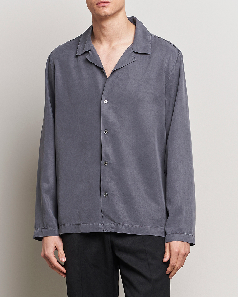 Herre | Klær | A Day's March | Chase Camp Collar Lyocell Shirt Dark Grey