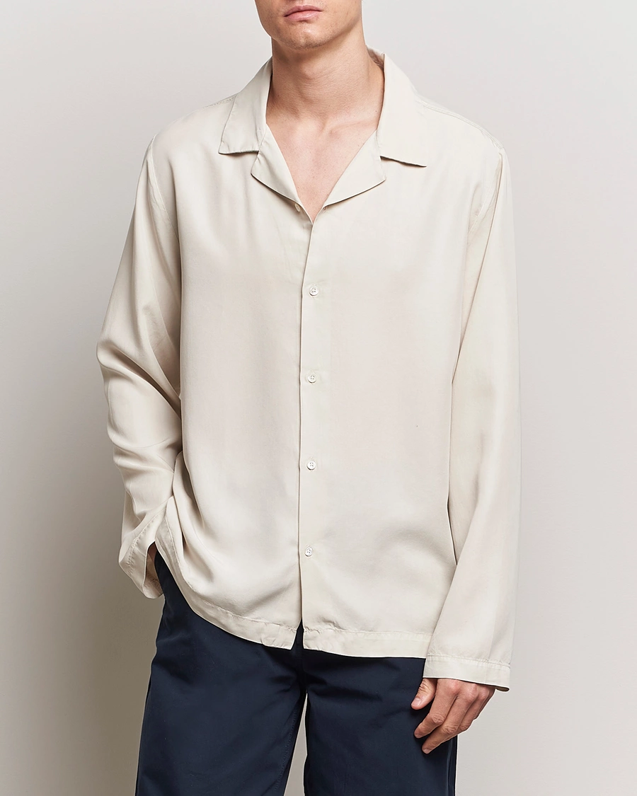 Herre | Skjorter | A Day's March | Chase Camp Collar Lyocell Shirt Oyster