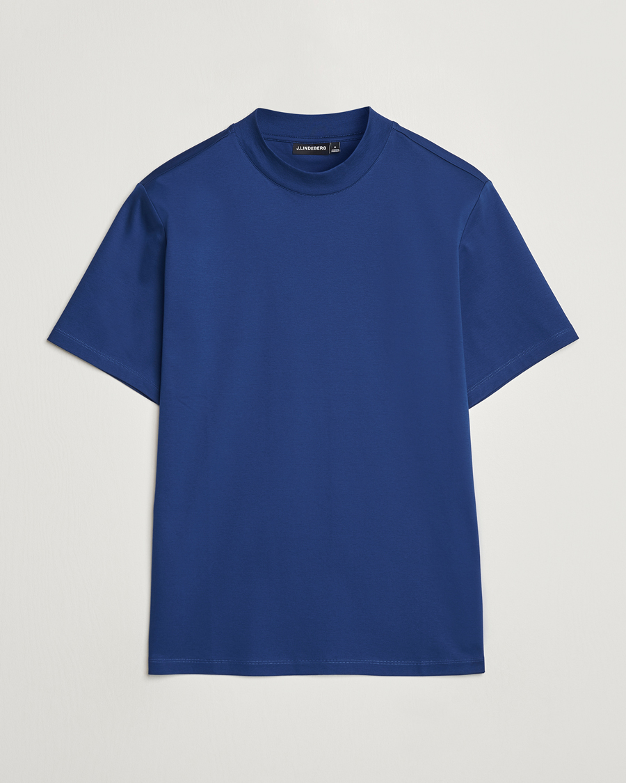 Herre | T-Shirts | J.Lindeberg | Ace Mock Neck T-Shirt Estate Blue
