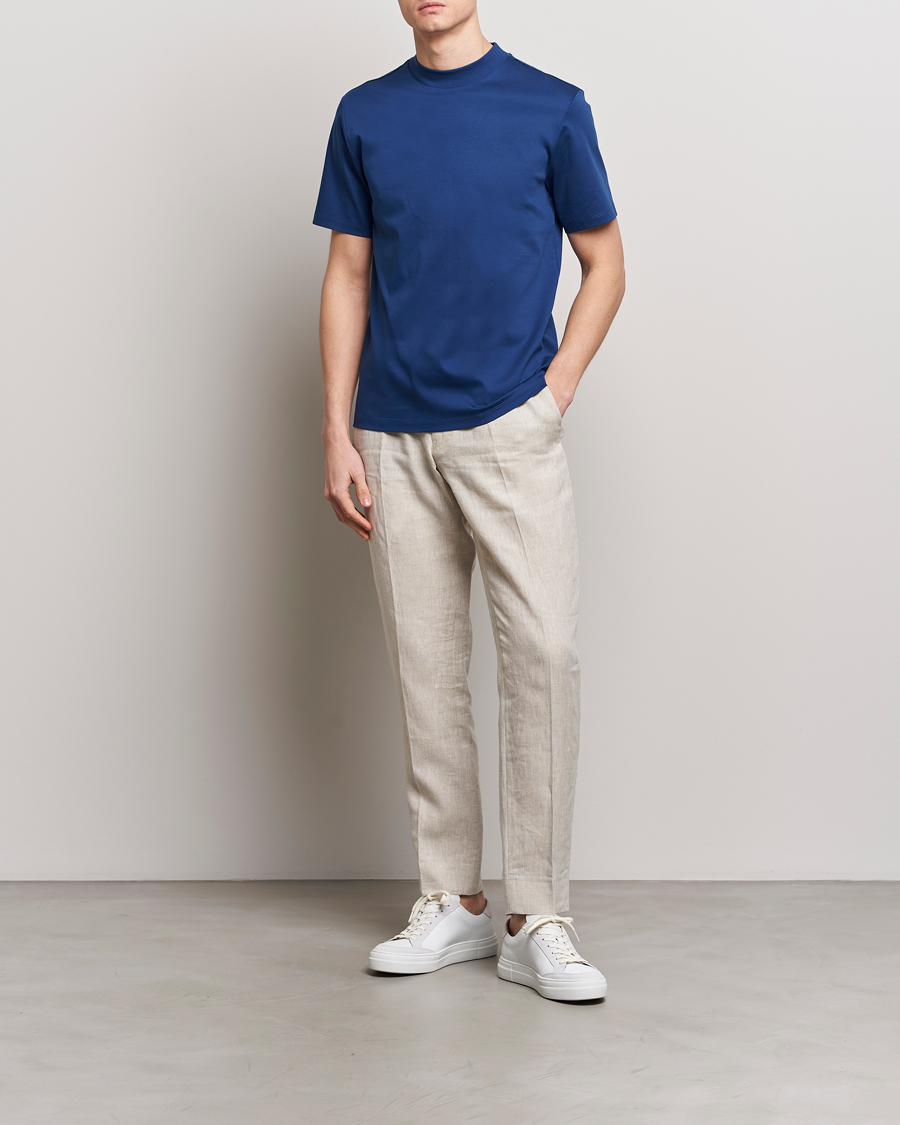 Herre | T-Shirts | J.Lindeberg | Ace Mock Neck T-Shirt Estate Blue