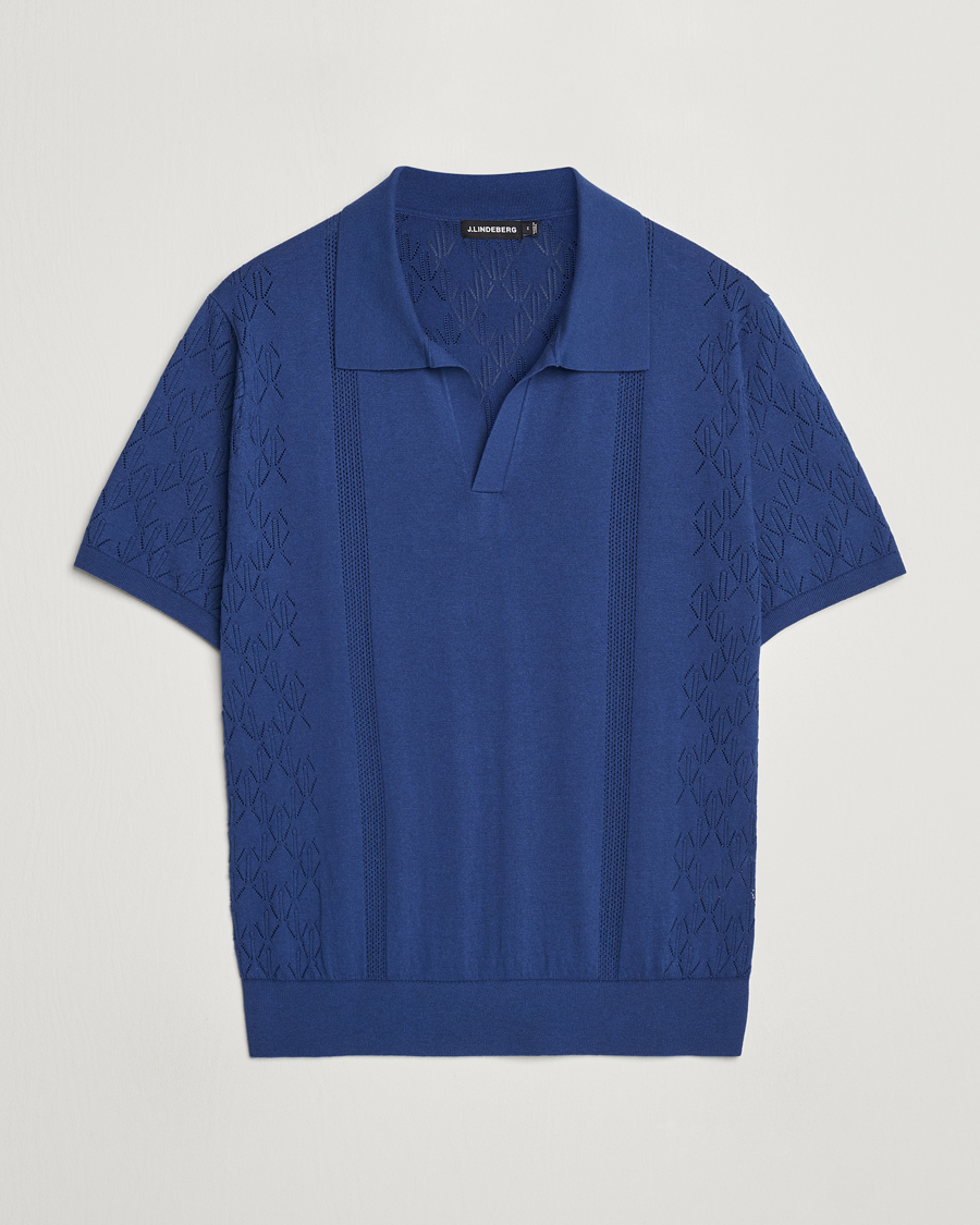 Herre | Pikéer | J.Lindeberg | Ringo Open Collar Estate Blue