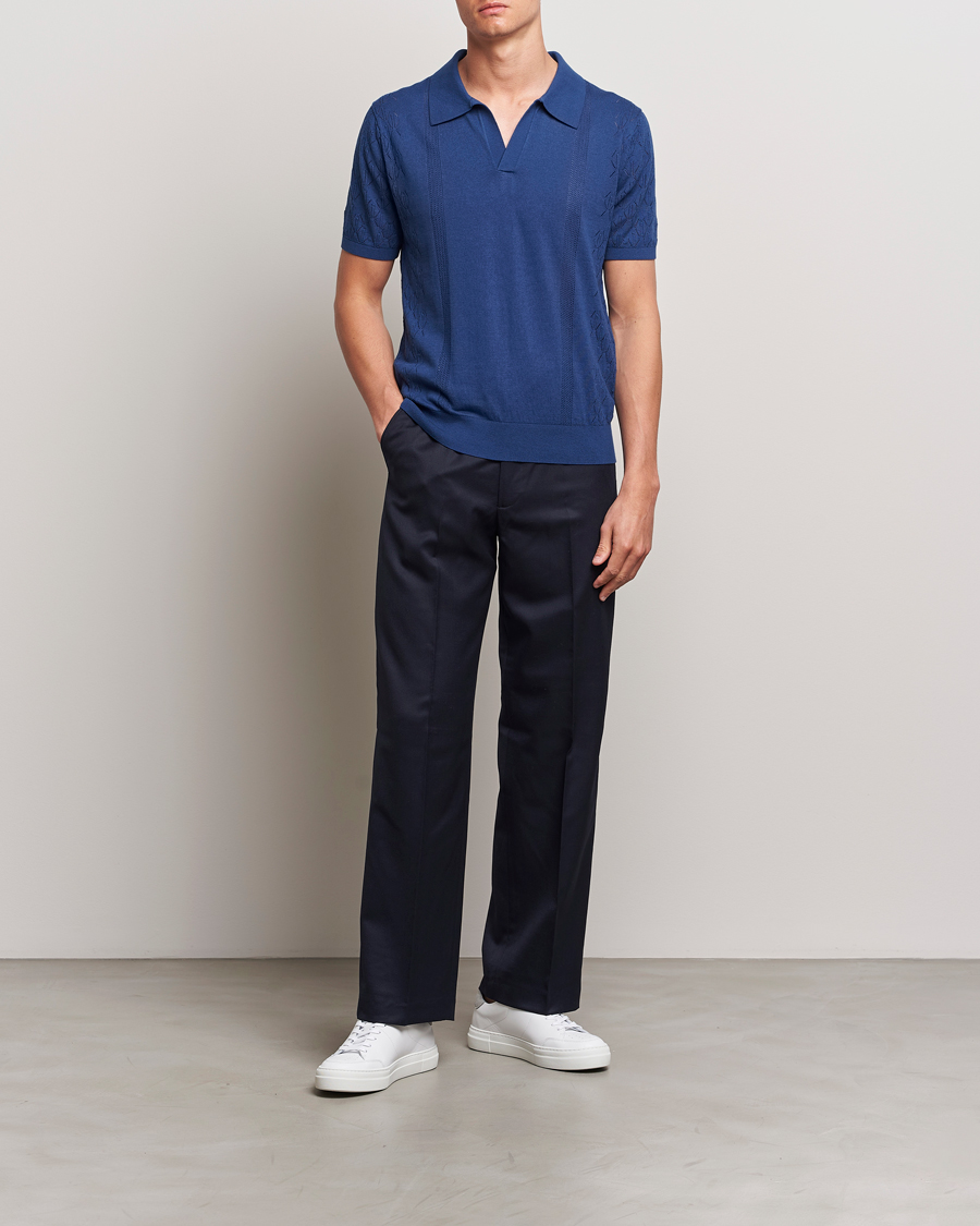 Herre | Pikéer | J.Lindeberg | Ringo Open Collar Estate Blue