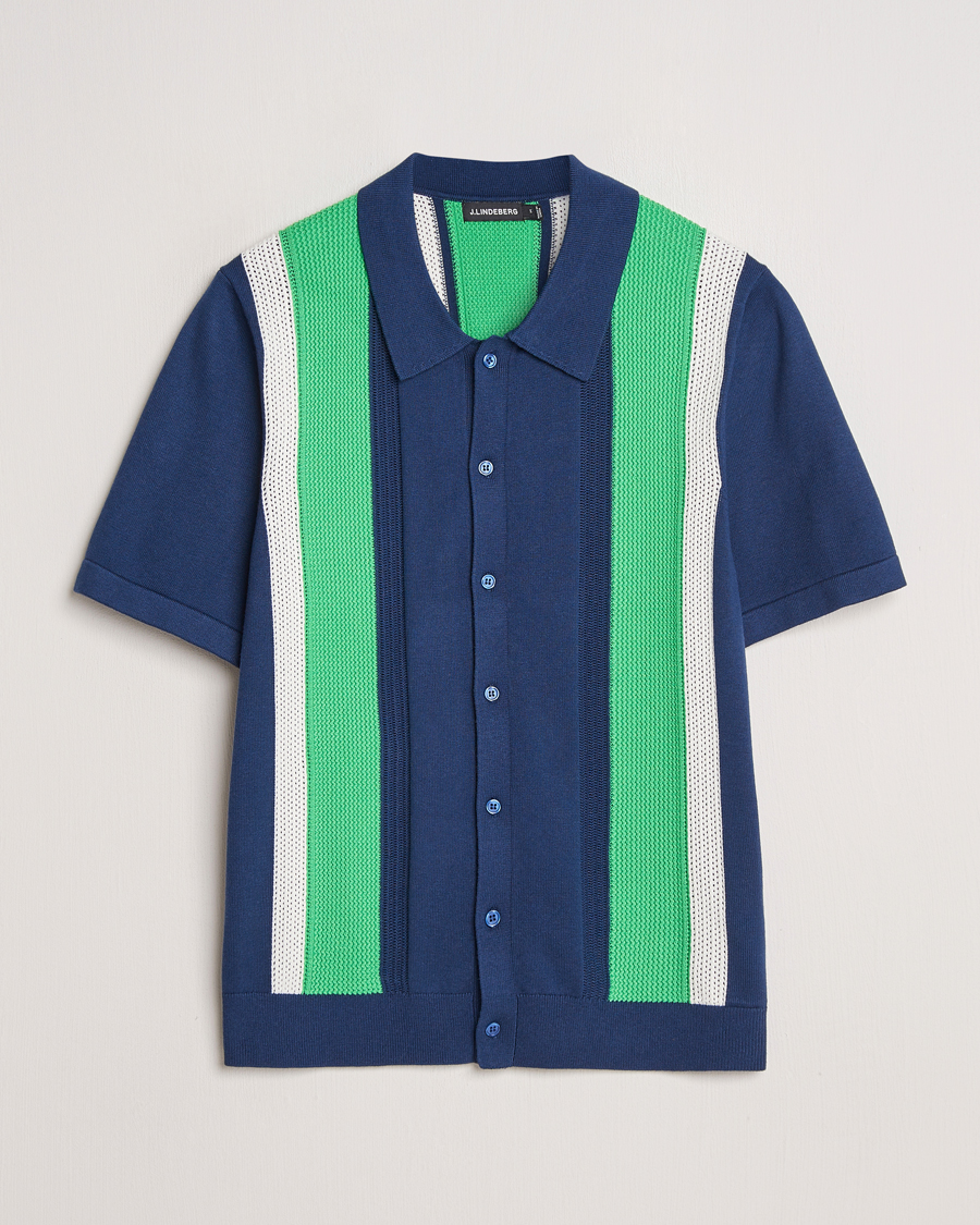 Herre | Skjorter | J.Lindeberg | Reymond Structure Knit Estate Blue