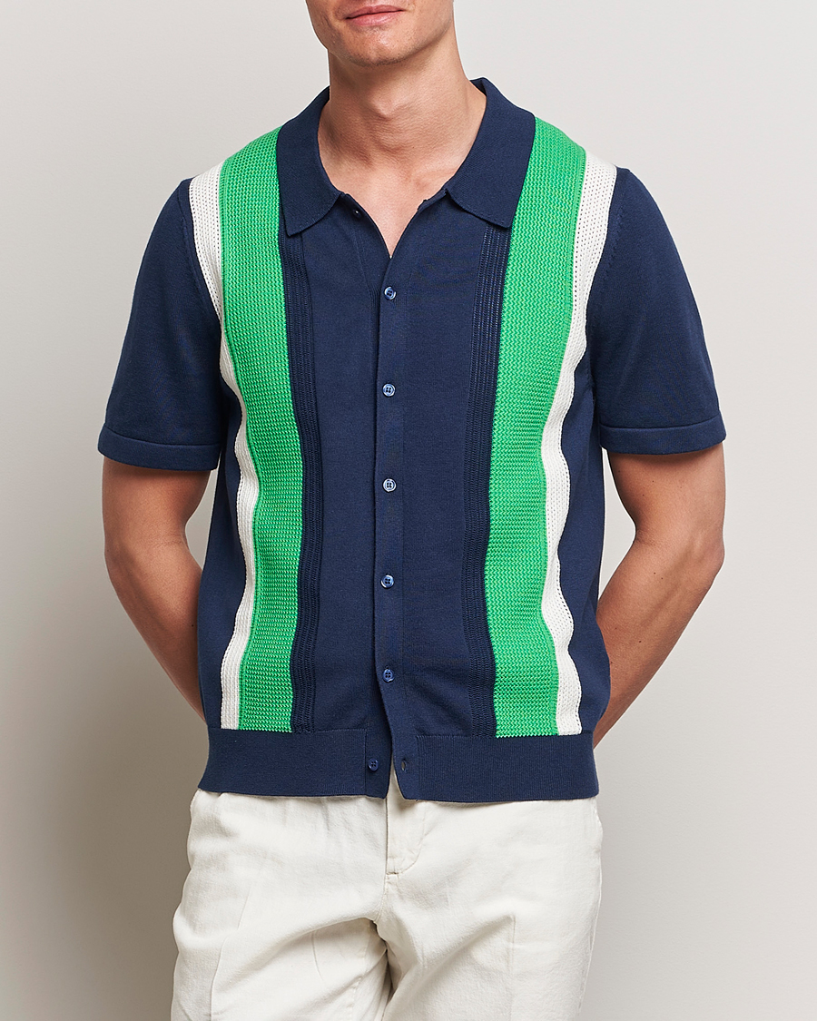 Herre | Skjorter | J.Lindeberg | Reymond Structure Knit Estate Blue