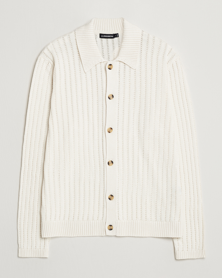 Herre | Gensere | J.Lindeberg | Edmondo Collar Cardigan Cloud White