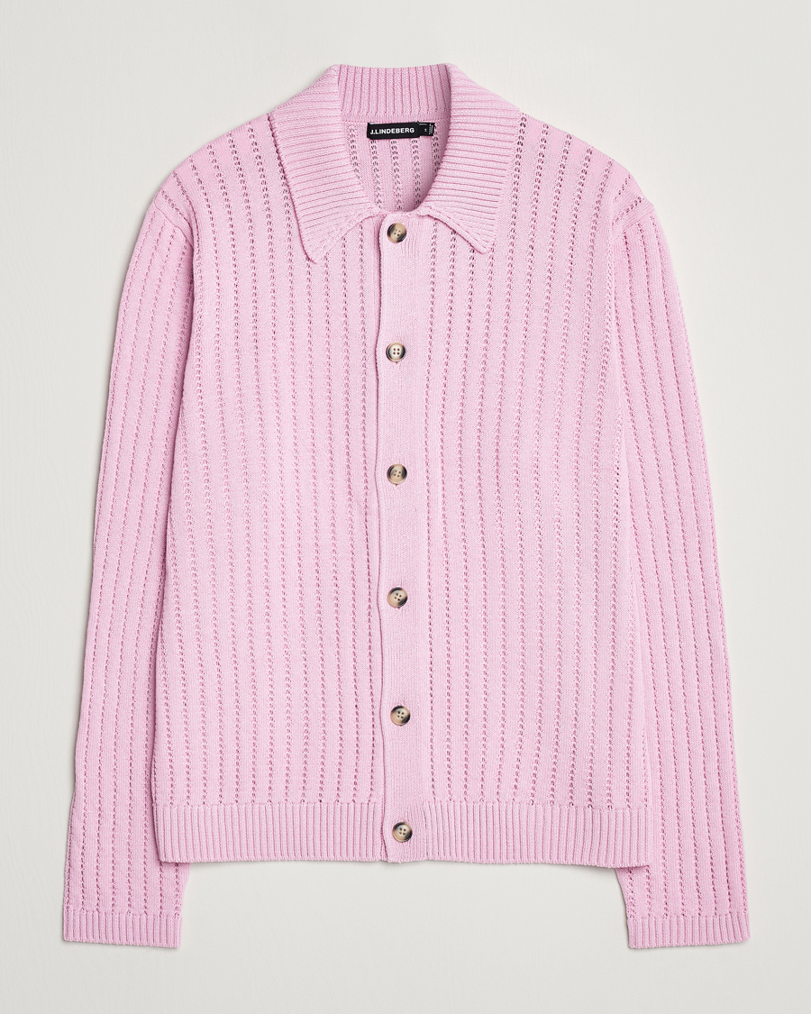 Herre | Gensere | J.Lindeberg | Edmondo Collar Cardigan Pink Lavender