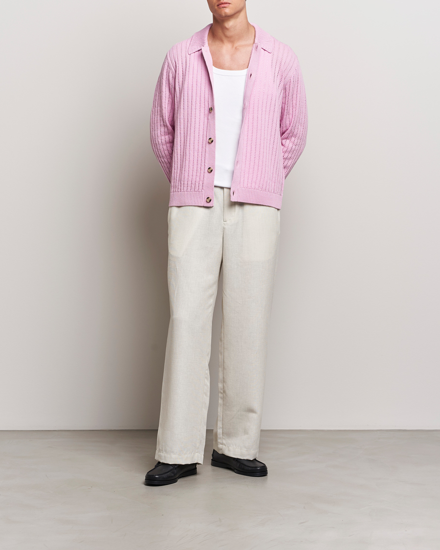 Herre | Gensere | J.Lindeberg | Edmondo Collar Cardigan Pink Lavender