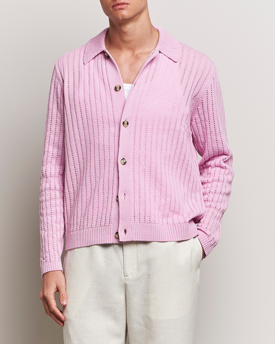 Men | J.Lindeberg | J.Lindeberg | Edmondo Collar Cardigan Pink Lavender