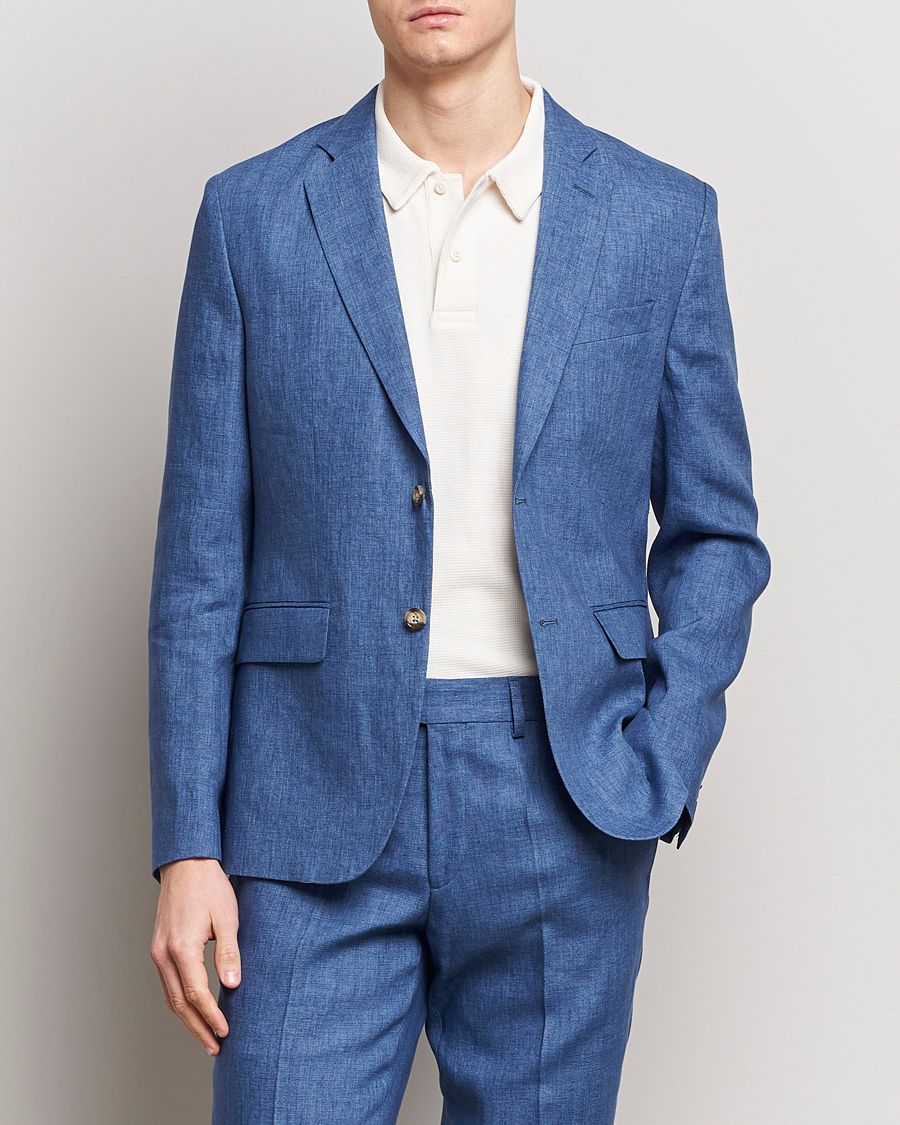 Herre | Avdelinger | J.Lindeberg | Hopper U Super Linen Blazer Chambray Blue