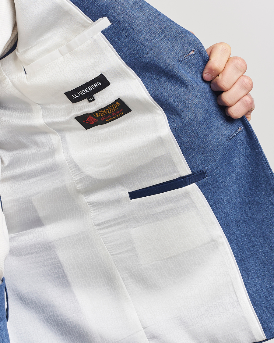 Herre | Dressjakker | J.Lindeberg | Hopper U Super Linen Blazer Chambray Blue