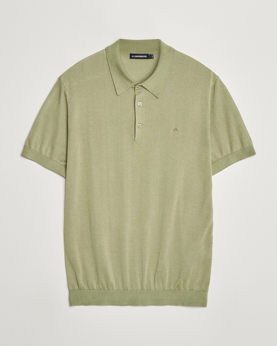 Herre | Pikéer | J.Lindeberg | Ridge Lyocell Silk Polo Oil Green